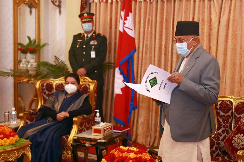 PM Oli presents government’s annual report to Prez